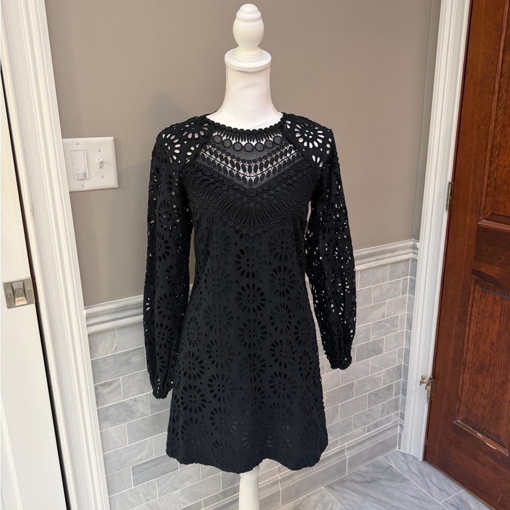 Lilly Pulitzer Priscilla Black Lace Long Sleeve Dress - Picture 6 of 9